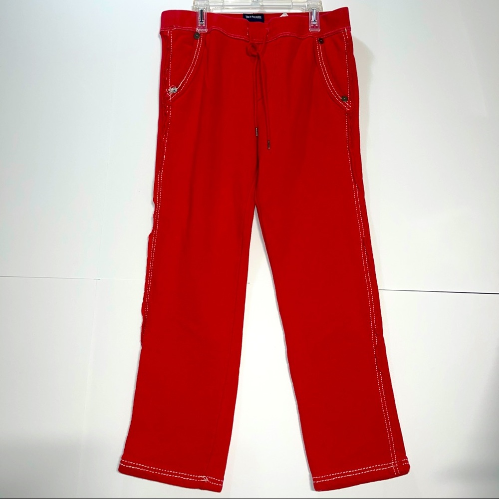 True Religion Men’s Red Sweat Pants Joggers Sweatpants *FLAW* {SIZE MEDIUM}